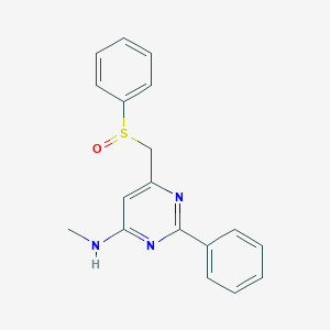 molecular formula C18H17N3OS B2370410 N-Methyl-2-phenyl-6-((phenylsulfinyl)methyl)-4-pyrimidinamine CAS No. 477710-01-3