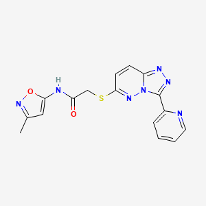 molecular formula C16H13N7O2S B2370431 N-(3-methylisoxazol-5-yl)-2-((3-(pyridin-2-yl)-[1,2,4]triazolo[4,3-b]pyridazin-6-yl)thio)acetamide CAS No. 1207036-13-2