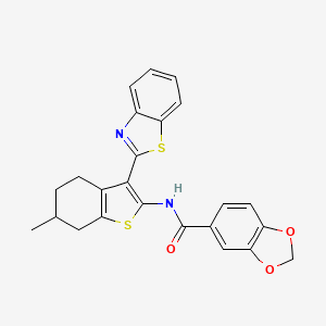 molecular formula C24H20N2O3S2 B2370468 N-(3-(benzo[d]thiazol-2-yl)-6-methyl-4,5,6,7-tetrahydrobenzo[b]thiophen-2-yl)benzo[d][1,3]dioxole-5-carboxamide CAS No. 921893-36-9
