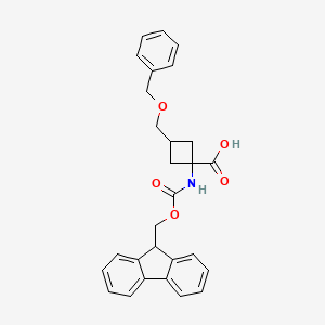 molecular formula C28H27NO5 B2370487 3-[(benzyloxy)methyl]-1-({[(9H-fluoren-9-yl)methoxy]carbonyl}amino)cyclobutane-1-carboxylic acid CAS No. 2172572-79-9