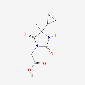 molecular formula C9H12N2O4 B2370507 2-(4-Cyclopropyl-4-methyl-2,5-dioxoimidazolidin-1-yl)acetic acid CAS No. 956355-40-1