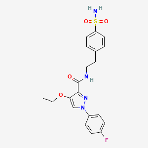 molecular formula C20H21FN4O4S B2370508 4-ethoxy-1-(4-fluorophenyl)-N-(4-sulfamoylphenethyl)-1H-pyrazole-3-carboxamide CAS No. 1172061-65-2