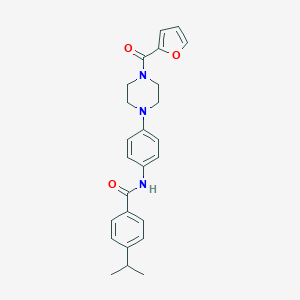 molecular formula C25H27N3O3 B237055 N-{4-[4-(2-furoyl)-1-piperazinyl]phenyl}-4-isopropylbenzamide 