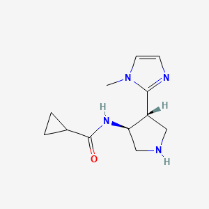 molecular formula C12H18N4O B2370555 N-[(3S,4R)-4-(1-Methylimidazol-2-yl)pyrrolidin-3-yl]cyclopropanecarboxamide CAS No. 2243515-90-2
