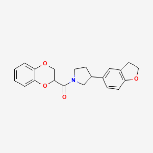 molecular formula C21H21NO4 B2370580 1-(2,3-Dihydro-1,4-benzodioxine-2-carbonyl)-3-(2,3-dihydro-1-benzofuran-5-yl)pyrrolidine CAS No. 2097920-03-9
