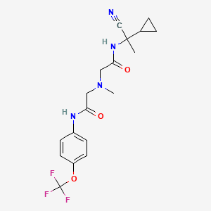 molecular formula C18H21F3N4O3 B2370587 2-[[2-[(1-Cyano-1-cyclopropylethyl)amino]-2-oxoethyl]-methylamino]-N-[4-(trifluoromethoxy)phenyl]acetamide CAS No. 1118790-41-2