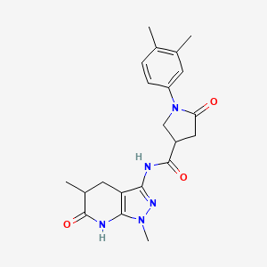 molecular formula C21H25N5O3 B2370589 N-(1,5-dimethyl-6-oxo-4,5,6,7-tetrahydro-1H-pyrazolo[3,4-b]pyridin-3-yl)-1-(3,4-dimethylphenyl)-5-oxopyrrolidine-3-carboxamide CAS No. 1171954-17-8