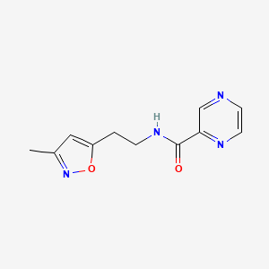 molecular formula C11H12N4O2 B2370611 N-[2-(3-METHYL-1,2-OXAZOL-5-YL)ETHYL]PYRAZINE-2-CARBOXAMIDE CAS No. 1421482-97-4