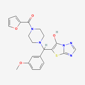 molecular formula C21H21N5O4S B2370617 Furan-2-yl(4-((6-hydroxythiazolo[3,2-b][1,2,4]triazol-5-yl)(3-methoxyphenyl)methyl)piperazin-1-yl)methanone CAS No. 868220-53-5