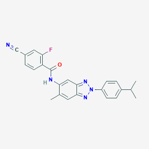 molecular formula C24H20FN5O B237064 4-cyano-2-fluoro-N-[2-(4-isopropylphenyl)-6-methyl-2H-1,2,3-benzotriazol-5-yl]benzamide 