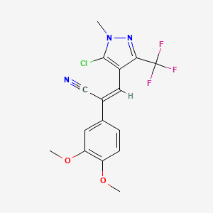 molecular formula C16H13ClF3N3O2 B2370723 (2Z)-3-[5-chloro-1-methyl-3-(trifluoromethyl)-1H-pyrazol-4-yl]-2-(3,4-dimethoxyphenyl)prop-2-enenitrile CAS No. 477762-22-4