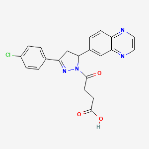 molecular formula C21H17ClN4O3 B2370726 4-(3-(4-chlorophenyl)-5-(quinoxalin-6-yl)-4,5-dihydro-1H-pyrazol-1-yl)-4-oxobutanoic acid CAS No. 946341-21-5