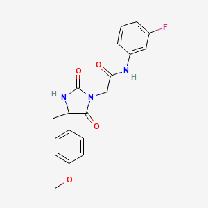 molecular formula C19H18FN3O4 B2370736 N-(3-fluorophenyl)-2-[4-(4-methoxyphenyl)-4-methyl-2,5-dioxoimidazolidin-1-yl]acetamide CAS No. 1052560-99-2