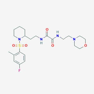 molecular formula C22H33FN4O5S B2370767 N1-(2-(1-((4-fluoro-2-methylphenyl)sulfonyl)piperidin-2-yl)ethyl)-N2-(2-morpholinoethyl)oxalamide CAS No. 898407-21-1