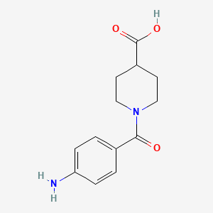 molecular formula C13H16N2O3 B2370770 1-(4-Aminobenzoyl)piperidine-4-carboxylic acid CAS No. 1308299-34-4