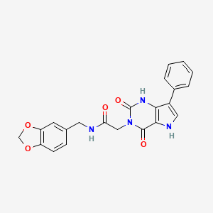 molecular formula C22H18N4O5 B2370795 N-(1,3-benzodioxol-5-ylmethyl)-2-(2,4-dioxo-7-phenyl-1,2,4,5-tetrahydro-3H-pyrrolo[3,2-d]pyrimidin-3-yl)acetamide CAS No. 1115514-53-8