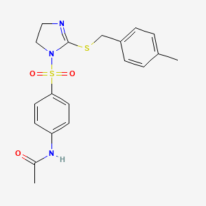 molecular formula C19H21N3O3S2 B2370808 N-{4-[(2-{[(4-methylphenyl)methyl]sulfanyl}-4,5-dihydro-1H-imidazol-1-yl)sulfonyl]phenyl}acetamide CAS No. 868218-09-1