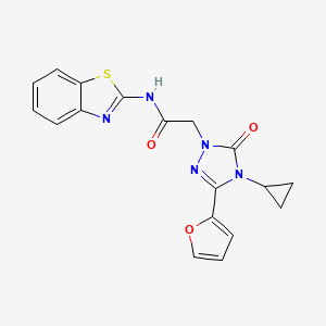 molecular formula C18H15N5O3S B2370819 N-(benzo[d]thiazol-2-yl)-2-(4-cyclopropyl-3-(furan-2-yl)-5-oxo-4,5-dihydro-1H-1,2,4-triazol-1-yl)acetamide CAS No. 1797957-55-1