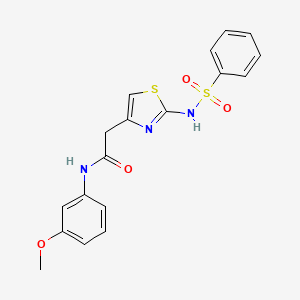 molecular formula C18H17N3O4S2 B2370825 N-(3-methoxyphenyl)-2-(2-(phenylsulfonamido)thiazol-4-yl)acetamide CAS No. 922054-91-9