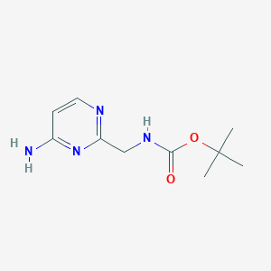 molecular formula C10H16N4O2 B2370829 tert-butyl N-[(4-aminopyrimidin-2-yl)methyl]carbamate CAS No. 1394659-73-4