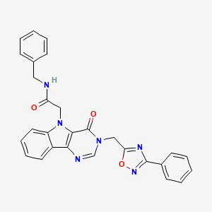 molecular formula C28H22N6O3 B2370850 N-[4-({[5-(1,3-benzodioxol-5-yl)-1,3,4-oxadiazol-2-yl]methyl}thio)phenyl]-2,2-dimethylpropanamide CAS No. 1112023-91-2