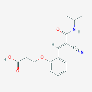 B2370861 3-[2-[(E)-2-Cyano-3-oxo-3-(propan-2-ylamino)prop-1-enyl]phenoxy]propanoic acid CAS No. 2094950-85-1