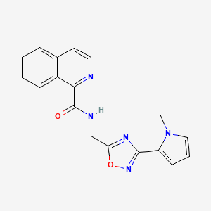molecular formula C18H15N5O2 B2370886 N-((3-(1-methyl-1H-pyrrol-2-yl)-1,2,4-oxadiazol-5-yl)methyl)isoquinoline-1-carboxamide CAS No. 2034550-17-7
