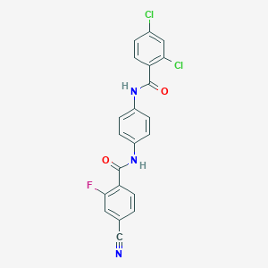 molecular formula C21H12Cl2FN3O2 B237090 2,4-dichloro-N-{4-[(4-cyano-2-fluorobenzoyl)amino]phenyl}benzamide 