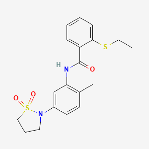 molecular formula C19H22N2O3S2 B2370904 N-(5-(1,1-dioxidoisothiazolidin-2-yl)-2-methylphenyl)-2-(ethylthio)benzamide CAS No. 1210998-43-8