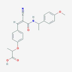 2-[4-[(Z)-2-Cyano-3-[1-(4-methoxyphenyl)ethylamino]-3-oxoprop-1-enyl]phenoxy]propanoic acid