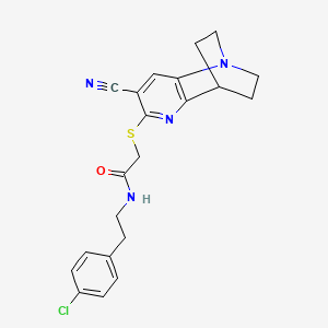 molecular formula C21H21ClN4OS B2370978 N-[2-(4-chlorophenyl)ethyl]-2-[(7-cyano-3,4-dihydro-2H-1,4-ethano-1,5-naphthyridin-6-yl)sulfanyl]acetamide CAS No. 728003-24-5