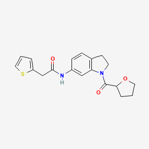 molecular formula C19H20N2O3S B2370988 N-(1-(tetrahydrofuran-2-carbonyl)indolin-6-yl)-2-(thiophen-2-yl)acetamide CAS No. 1058490-61-1