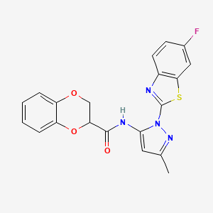 N-(1-(6-fluorobenzo[d]thiazol-2-yl)-3-methyl-1H-pyrazol-5-yl)-2,3-dihydrobenzo[b][1,4]dioxine-2-carboxamide