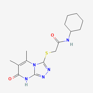 molecular formula C15H21N5O2S B2370998 N-cyclohexyl-2-((5,6-dimethyl-7-oxo-7,8-dihydro-[1,2,4]triazolo[4,3-a]pyrimidin-3-yl)thio)acetamide CAS No. 891131-18-3