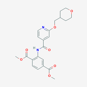 molecular formula C22H24N2O7 B2370999 dimethyl 2-(2-((tetrahydro-2H-pyran-4-yl)methoxy)isonicotinamido)terephthalate CAS No. 2034365-28-9
