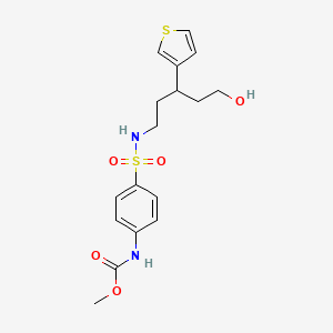 molecular formula C17H22N2O5S2 B2371011 methyl (4-(N-(5-hydroxy-3-(thiophen-3-yl)pentyl)sulfamoyl)phenyl)carbamate CAS No. 2034564-35-5