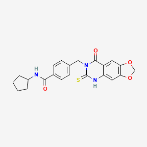 N-cyclopentyl-4-[(8-oxo-6-sulfanylidene-5H-[1,3]dioxolo[4,5-g]quinazolin-7-yl)methyl]benzamide