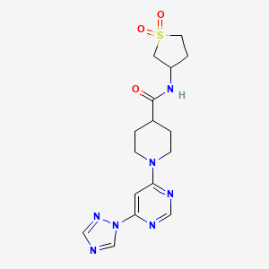 molecular formula C16H21N7O3S B2371034 N-(1,1-dioxo-1lambda6-thiolan-3-yl)-1-[6-(1H-1,2,4-triazol-1-yl)pyrimidin-4-yl]piperidine-4-carboxamide CAS No. 1797091-35-0