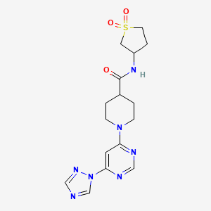 molecular formula C16H21N7O3S B2371034 1-(6-(1H-1,2,4-triazol-1-yl)pyrimidin-4-yl)-N-(1,1-dioxidotetrahydrothiophen-3-yl)piperidine-4-carboxamide CAS No. 1797091-35-0