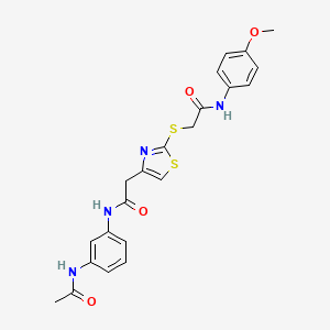 N-(3-acetamidophenyl)-2-(2-((2-((4-methoxyphenyl)amino)-2-oxoethyl)thio)thiazol-4-yl)acetamide