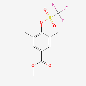 molecular formula C11H11F3O5S B2371037 Methyl 3,5-dimethyl-4-(((trifluoromethyl)sulfonyl)oxy)benzoate CAS No. 341006-48-2