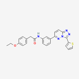 molecular formula C25H21N5O2S B2371044 2-(4-ethoxyphenyl)-N-(3-(3-(thiophen-2-yl)-[1,2,4]triazolo[4,3-b]pyridazin-6-yl)phenyl)acetamide CAS No. 894055-47-1