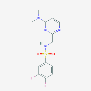 molecular formula C13H14F2N4O2S B2371047 N-((4-(dimethylamino)pyrimidin-2-yl)methyl)-3,4-difluorobenzenesulfonamide CAS No. 1797812-48-6