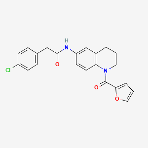 molecular formula C22H19ClN2O3 B2371052 2-(4-chlorophenyl)-N-[1-(furan-2-carbonyl)-3,4-dihydro-2H-quinolin-6-yl]acetamide CAS No. 946317-82-4