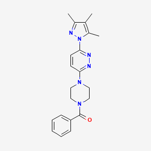 molecular formula C21H24N6O B2371061 苯基(4-(6-(3,4,5-三甲基-1H-吡唑-1-基)哒嗪-3-基)哌嗪-1-基)甲酮 CAS No. 1020501-77-2