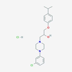 molecular formula C22H30Cl2N2O2 B2371070 1-(4-(3-Chlorophenyl)piperazin-1-yl)-3-(4-isopropylphenoxy)propan-2-ol hydrochloride CAS No. 1216907-15-1