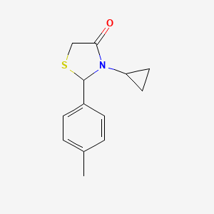molecular formula C13H15NOS B2371071 3-Cyclopropyl-2-(4-methylphenyl)-1,3-thiazolidin-4-one CAS No. 871478-75-0