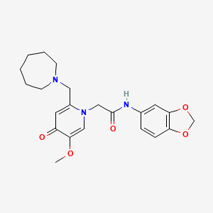 molecular formula C22H27N3O5 B2371078 2-[2-(azepan-1-ylmethyl)-5-methoxy-4-oxopyridin-1(4H)-yl]-N-1,3-benzodioxol-5-ylacetamide CAS No. 1005294-10-9