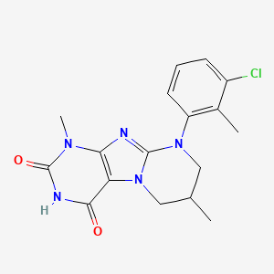 molecular formula C17H18ClN5O2 B2371081 9-(3-chloro-2-methylphenyl)-1,7-dimethyl-7,8-dihydro-6H-purino[7,8-a]pyrimidine-2,4-dione CAS No. 894000-42-1