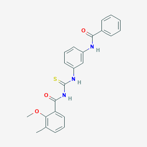 molecular formula C23H21N3O3S B237109 N-[3-({[(2-methoxy-3-methylbenzoyl)amino]carbothioyl}amino)phenyl]benzamide 